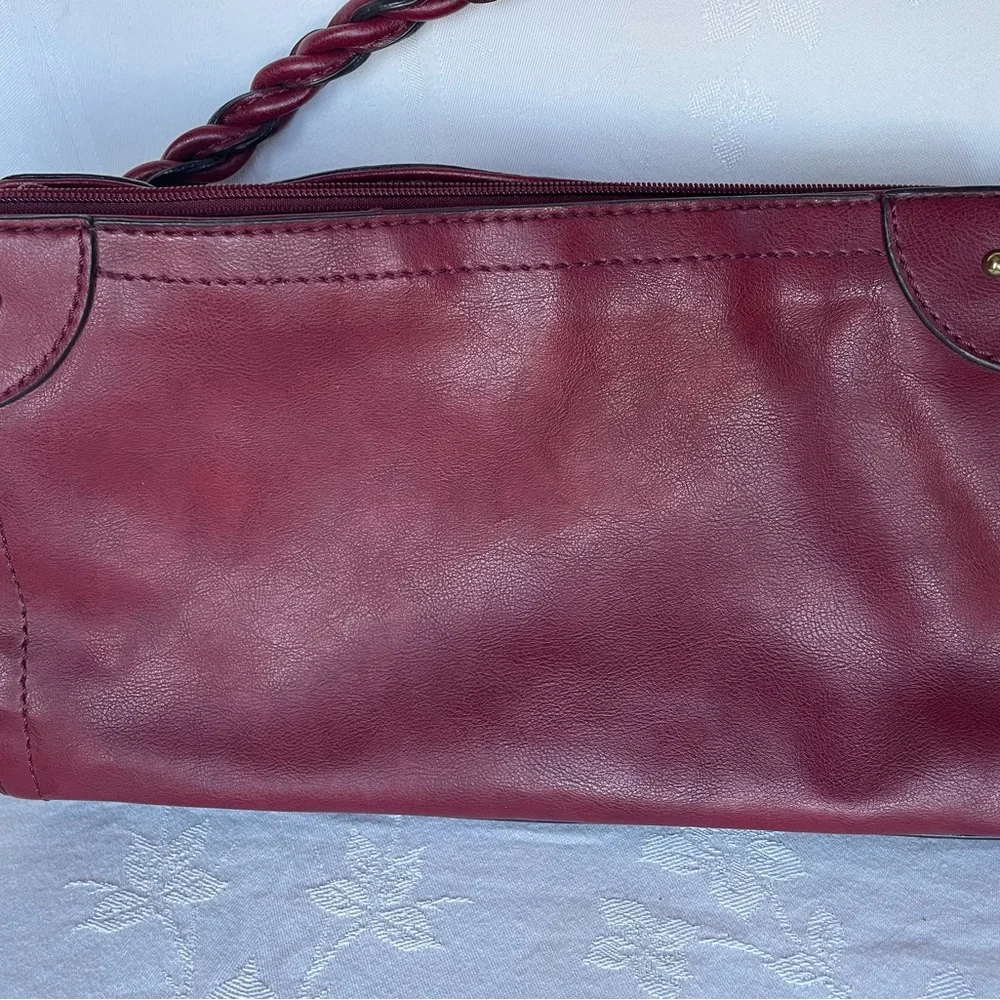 Relic Fossil Windsor Shoulder Bag Purse Vegan Leather Burgundy Braided Strap